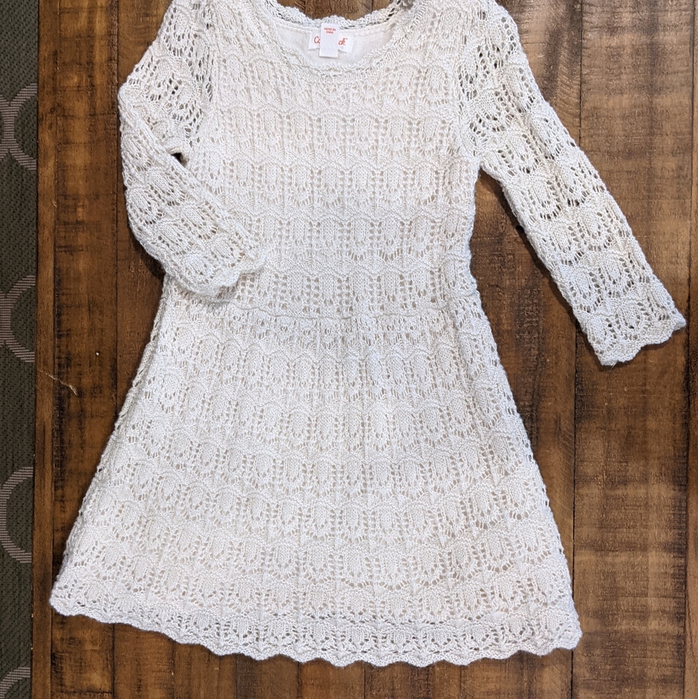 Cat and jack cricket knot dress in ivory with a touch of gold size 5T